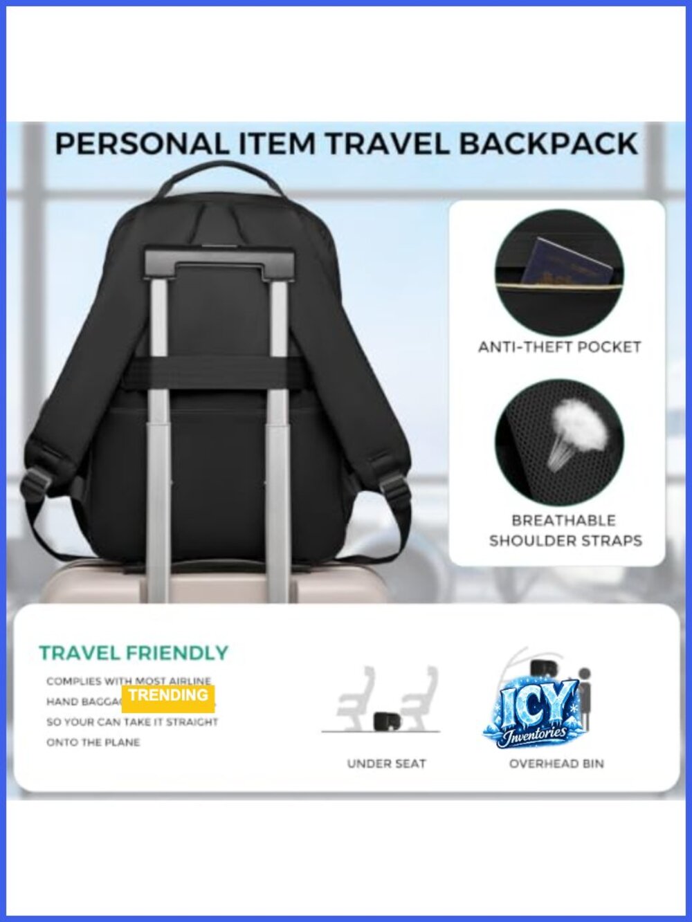 17.3" Laptop Backpack Anti Theft Large Capacity School Bookbag College Backpack - Picture 3 of 5